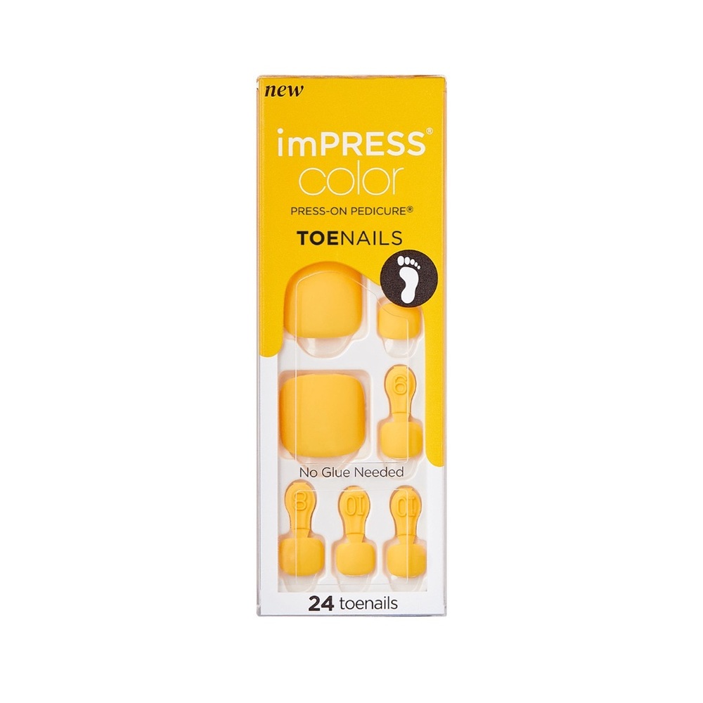 imPRESS Press-on Pedicure
Mustard Yellow square toenails